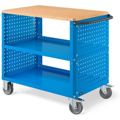 Carrello a tre ripiani Clever Large Fami piano in legno, portata 300kg + 2 pannelli forati Carrello a tre ripiani Clever Large Fami piano in legno, portata 300kg + 2 pannelli forati