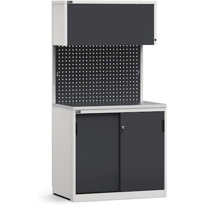 Arredo modulare Fami GARAGE018 con armadio anta scorrevole e piano acciaio, 1020mm Arredo modulare Fami GARAGE018 con armadio anta scorrevole e piano acciaio, 1020mm