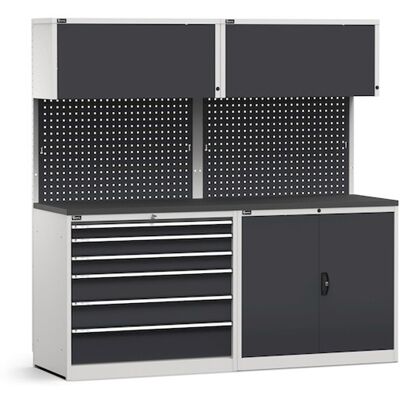 Arredo modulare Fami GARAGE048 piano gommato, cassettiera e armadio, 2040mm Arredo modulare Fami GARAGE048 piano gommato, cassettiera e armadio, 2040mm
