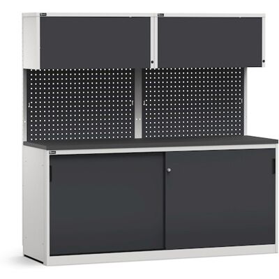 Arredo modulare Fami GARAGE054 piano gommato e armadio con ante scorrevoli, 2040mm Arredo modulare Fami GARAGE054 piano gommato e armadio con ante scorrevoli, 2040mm