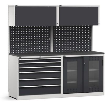 Arredo modulare Fami GARAGE058 piano gommato, cassettiera e armadio policarbonato, 2040mm Arredo modulare Fami GARAGE058 piano gommato, cassettiera e armadio policarbonato, 2040mm