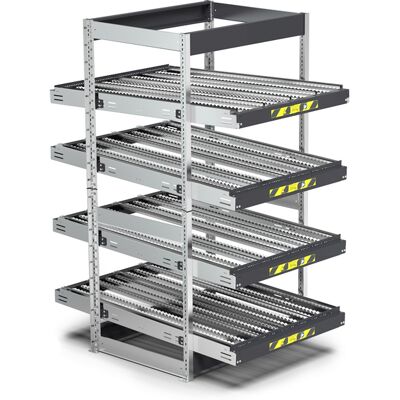 Scaffale dinamico a rulli Fami Kanban FIFO ST1101 1100x1509x2009mm a 4 telai inclinati Scaffale dinamico a rulli Fami Kanban FIFO ST1101 1100x1509x2009mm a 4 telai inclinati
