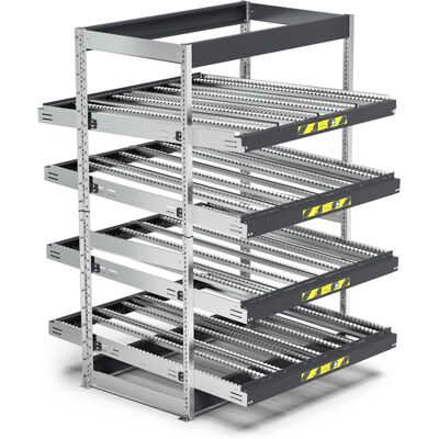 Scaffale dinamico a rulli Fami Kanban FIFO ST1402 1400x1509x2009mm a 4 telai inclinati Scaffale dinamico a rulli Fami Kanban FIFO ST1402 1400x1509x2009mm a 4 telai inclinati