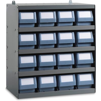 Scaffale modulare a parete Fami 496x304x546mm con 5 ripiani e 16 cassette RK Box Classic Scaffale modulare a parete Fami 496x304x546mm con 5 ripiani e 16 cassette RK Box Classic