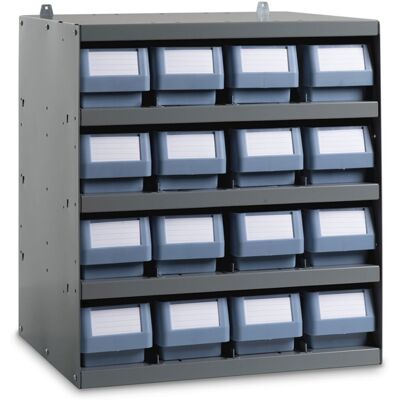 Scaffale modulare a parete Fami 496x404x546mm con 5 ripiani e 16 cassette RK Box Classic Scaffale modulare a parete Fami 496x404x546mm con 5 ripiani e 16 cassette RK Box Classic