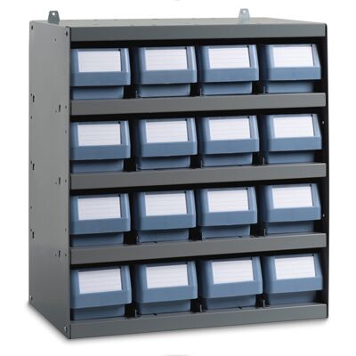 Scaffale modulare a parete Fami 500x300x545mm con 5 ripiani e 16 cassette RK Box Classic Scaffale modulare a parete Fami 500x300x545mm con 5 ripiani e 16 cassette RK Box Classic