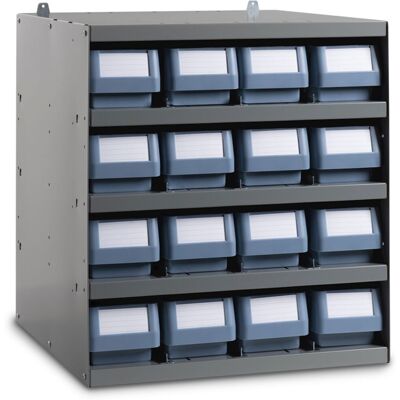 Scaffale modulare a parete Fami 500x500x545mm con 5 ripiani e 16 cassette RK Box Classic Scaffale modulare a parete Fami 500x500x545mm con 5 ripiani e 16 cassette RK Box Classic