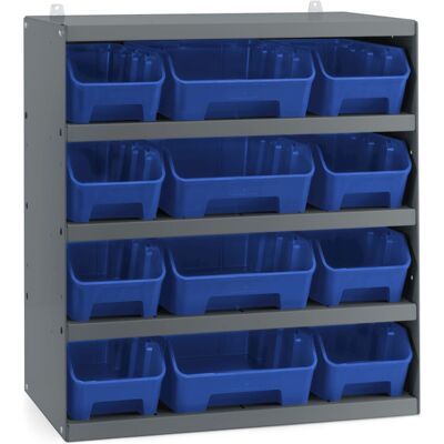 Scaffale portaminuteria Fami 496x304x546mm grigio scuro con 12 contenitori RK Box Air Scaffale portaminuteria Fami 496x304x546mm grigio scuro con 12 contenitori RK Box Air