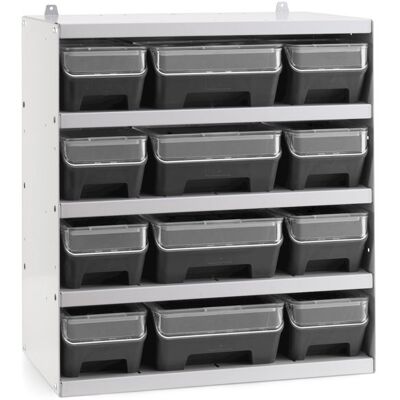 Scaffale per 12 contenitori RK Box Air Fami 496x304x546mm grigio chiaro con coperchi e frontalini Scaffale per 12 contenitori RK Box Air Fami 496x304x546mm grigio chiaro con coperchi e frontalini