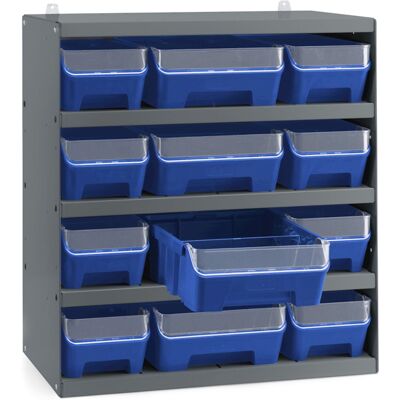 Scaffale per 12 contenitori RK Box Air Fami 496x304x546mm grigio scuro con divisori e frontalini Scaffale per 12 contenitori RK Box Air Fami 496x304x546mm grigio scuro con divisori e frontalini