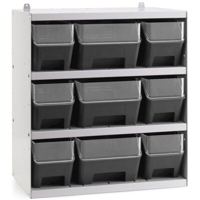 Scaffale portaminuteria Fami 496x304x546mm con 9 contenitori RK Box Air con divisori e frontalini Scaffale portaminuteria Fami 496x304x546mm con 9 contenitori RK Box Air con divisori e frontalini