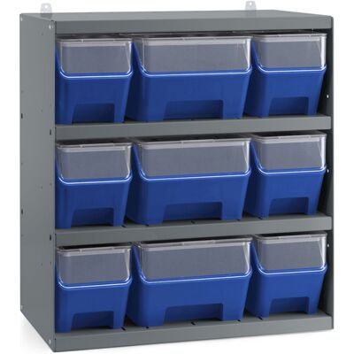Scaffale per 9 contenitori RK Box Air Fami 496x304x546mm grigio scuro con coperchi e frontalini Scaffale per 9 contenitori RK Box Air Fami 496x304x546mm grigio scuro con coperchi e frontalini