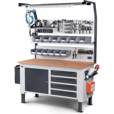 Banco da lavoro Fami Work Up regolabile con piano in legno, allestimento WORK1513 Banco da lavoro Fami Work Up regolabile con piano in legno, allestimento WORK1513