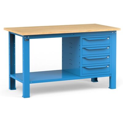 Banco da lavoro Fami 150cm per officina con piano in legno WORK1544 Banco da lavoro Fami 150cm per officina con piano in legno WORK1544