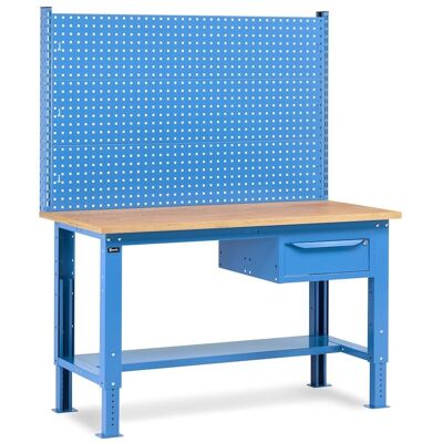 Banco da lavoro Fami regolabile piano in legno, cassetto e parete 150CM WORK1517 Banco da lavoro Fami regolabile piano in legno, cassetto e parete 150CM WORK1517