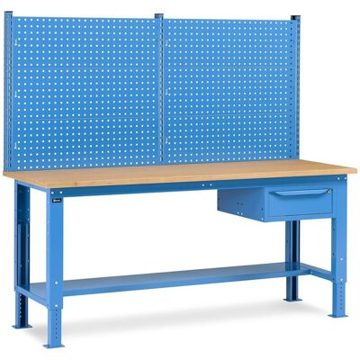 Banco da lavoro Fami regolabile piano in legno, cassetto e parete 200CM WORK2019 Banco da lavoro Fami regolabile piano in legno, cassetto e parete 200CM WORK2019