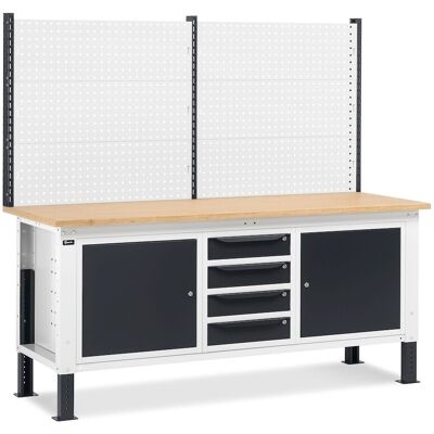 Banco da lavoro Fami piano in legno da 200cm con parete attrezzata WORK2026 Banco da lavoro Fami piano in legno da 200cm con parete attrezzata WORK2026