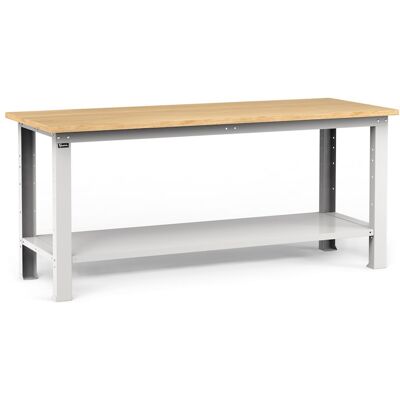Banco da lavoro Fami Work 2000x750x882mm grigio con piano in legno Banco da lavoro Fami Work 2000x750x882mm grigio con piano in legno