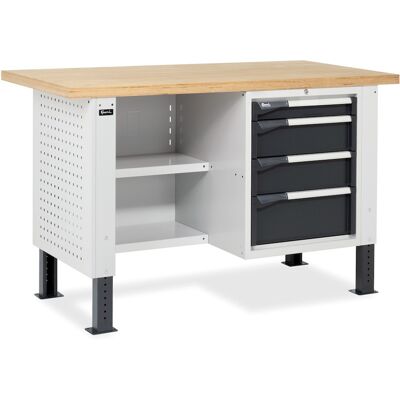 Banco da lavoro regolabile Fami Master BR 150cm piano in legno 4 cassetti e pannelli laterali Banco da lavoro regolabile Fami Master BR 150cm piano in legno 4 cassetti e pannelli laterali