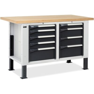 Banco da lavoro regolabile Fami Master BR 150cm piano in legno e 2 cassettiere a 4 cassetti Banco da lavoro regolabile Fami Master BR 150cm piano in legno e 2 cassettiere a 4 cassetti