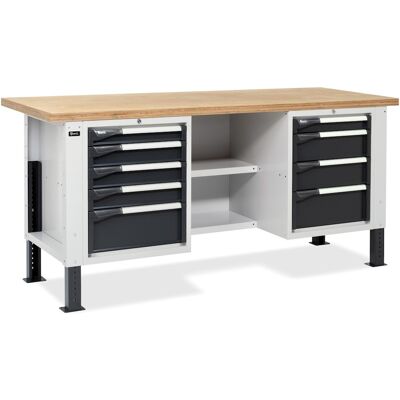Banco da lavoro regolabile Fami Master BR 200cm piano in legno 2 cassettiere e 2 semipiani Banco da lavoro regolabile Fami Master BR 200cm piano in legno 2 cassettiere e 2 semipiani