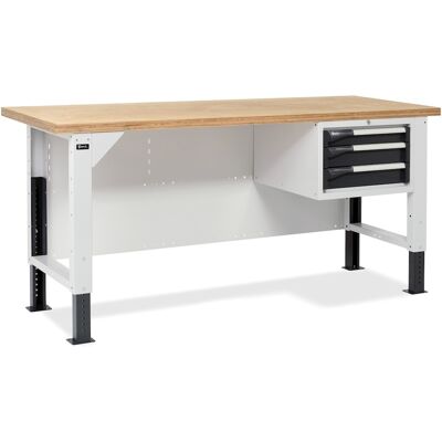 Banco da lavoro regolabile Fami Master BR 200cm piano in legno e 3 cassetti Banco da lavoro regolabile Fami Master BR 200cm piano in legno e 3 cassetti