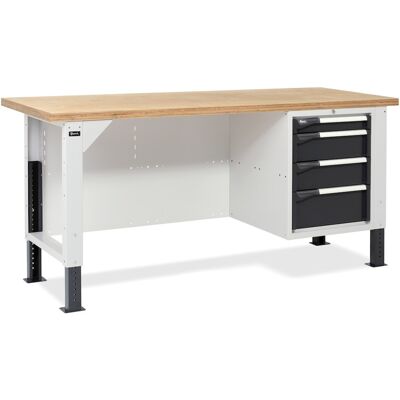 Banco da lavoro regolabile Fami Master BR 200cm piano in legno e 4 cassetti Banco da lavoro regolabile Fami Master BR 200cm piano in legno e 4 cassetti