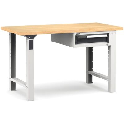 Banco da lavoro Fami Master 150cm grigio con piano in legno e cassetto Banco da lavoro Fami Master 150cm grigio con piano in legno e cassetto
