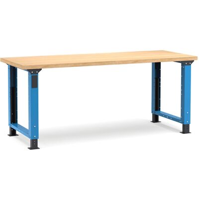 Banco da lavoro regolabile Fami Master 200cm blu con piano in legno Banco da lavoro regolabile Fami Master 200cm blu con piano in legno