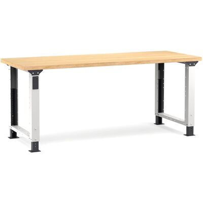 Banco da lavoro regolabile Fami Master 200cm grigio con piano in legno Banco da lavoro regolabile Fami Master 200cm grigio con piano in legno