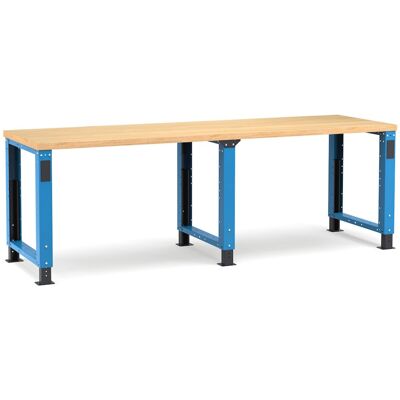 Banco da lavoro regolabile Fami Master 250cm blu con piano in legno Banco da lavoro regolabile Fami Master 250cm blu con piano in legno