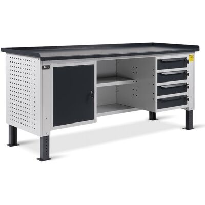 Banco da lavoro regolabile Fami WORK2014 200cm piano acciaio con armadietto e cassetti Banco da lavoro regolabile Fami WORK2014 200cm piano acciaio con armadietto e cassetti