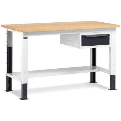 Banco da lavoro regolabile Fami WORK1501 1500x750x732/1107mm con piano in legno e cassetto Banco da lavoro regolabile Fami WORK1501 1500x750x732/1107mm con piano in legno e cassetto