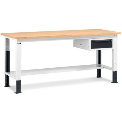 Banco da lavoro regolabile Fami WORK2001 200cm con piano in legno e cassetto Banco da lavoro regolabile Fami WORK2001 200cm con piano in legno e cassetto