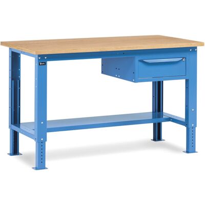 Banco da lavoro regolabile Fami WORK1502 1500x750x732/1107mm con piano in legno e cassetto Banco da lavoro regolabile Fami WORK1502 1500x750x732/1107mm con piano in legno e cassetto