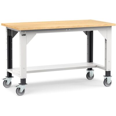Banco da lavoro Fami Work 150cm grigio con ruote e piano in legno Banco da lavoro Fami Work 150cm grigio con ruote e piano in legno