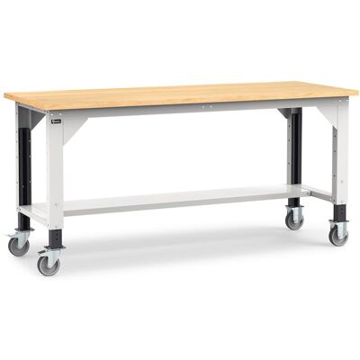 Banco da lavoro Fami Work 200cm grigio con ruote e piano in legno Banco da lavoro Fami Work 200cm grigio con ruote e piano in legno