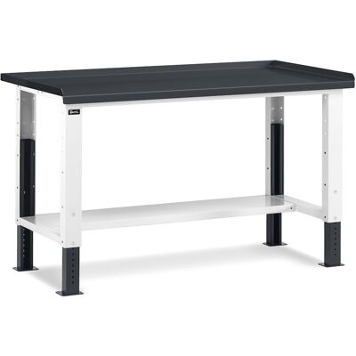 Banco da lavoro Fami regolabile con piano in acciaio 1507x705x740/1110mm Banco da lavoro Fami regolabile con piano in acciaio 1507x705x740/1110mm