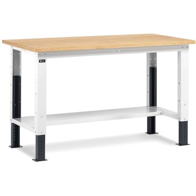 Banco da lavoro Fami regolabile con piano in legno 1500x750x740/1110mm Banco da lavoro Fami regolabile con piano in legno 1500x750x740/1110mm