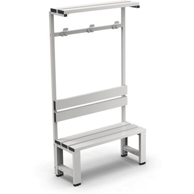 Panca per spogliatoio Fami 1017x406x1900mm con seduta a 3 doghe in acciaio e schienale Panca per spogliatoio Fami 1017x406x1900mm con seduta a 3 doghe in acciaio e schienale