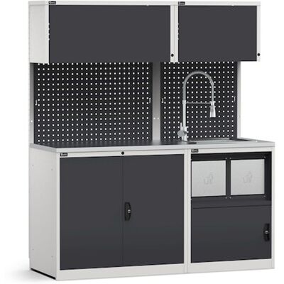 Arredo modulare Fami GARAGE038 con lavandino, armadio ad anta e vano rifiuti, 1734mm Arredo modulare Fami GARAGE038 con lavandino, armadio ad anta e vano rifiuti, 1734mm
