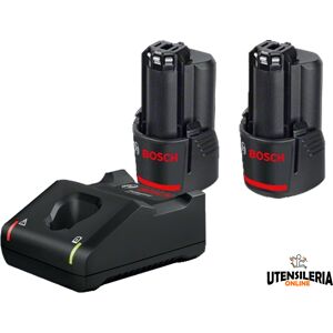 Set ricarica Bosch 2 batterie GBA 12V 2.0Ah + caricabatteria GAL 12V-40 Set ricarica Bosch 2 batterie GBA 12V 2.0Ah + caricabatteria GAL 12V-40