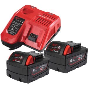 Energy Kit Milwaukee 2 batterie M18 5.0Ah resistenti agli agenti chimici e caricabatterie rapido Energy Kit Milwaukee 2 batterie M18 5.0Ah resistenti agli agenti chimici e caricabatterie rapido