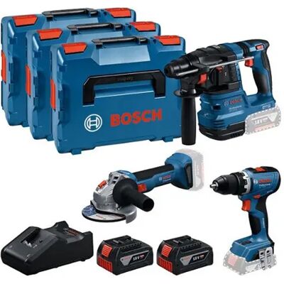 Bosch Kit trapano GSR 18V-65, martello perforatore GBH 18V-22 e smerigliatrice GWS 18V-8 Bosch Kit trapano GSR 18V-65, martello perforatore GBH 18V-22 e smerigliatrice GWS 18V-8