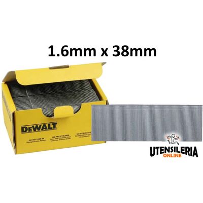 Groppini 16 gauge galvanizzati diritti 1.6x38mm DeWalt (2500pz) Groppini 16 gauge galvanizzati diritti 1.6x38mm DeWalt (2500pz)
