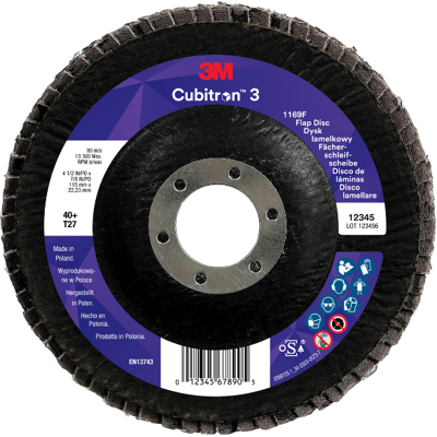 Disco lamellare 3M Cubitron 3 1169F grana 40+ D.115x22.2 Conf. 10pz Disco lamellare 3M Cubitron 3 1169F grana 40+ D.115x22.2 Conf. 10pz