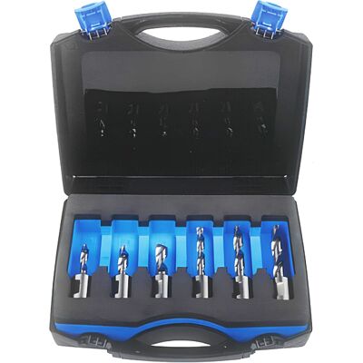 Assortimento 6 punte foratura Krino in HSS M2 con attacco Weldon in valigetta, 1/4"-3/8" Assortimento 6 punte foratura Krino in HSS M2 con attacco Weldon in valigetta, 1/4"-3/8"