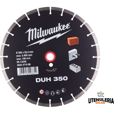 Milwaukee Modello 350mm Disco diamantato - Strumento di taglio duro Milwaukee Modello 350mm Disco diamantato - Strumento di taglio duro