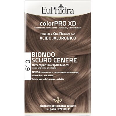 ZETA FARMACEUTICI SpA Euphidra ColorPRO XD Colorazione Permanente Tinta Numero 610 - Tinta capelli colore biondo scuro cenere ZETA FARMACEUTICI SpA Euphidra ColorPRO XD Colorazione Permanente Tinta Numero 610 - Tinta capelli colore biondo scuro cenere