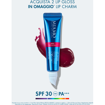 MEDSPA Srl Miamo Lip Gloss Aging Defense SPF30 - Nuance Berry - Gloss idratante e volumizzante labbra - 15 ml MEDSPA Srl Miamo Lip Gloss Aging Defense SPF30 - Nuance Berry - Gloss idratante e volumizzante labbra - 15 ml